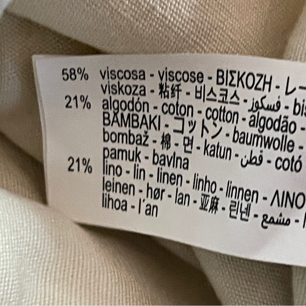 Zara Linen Blend Tailored Trousers Cream XS Straight Leg - Picture 4 of 6